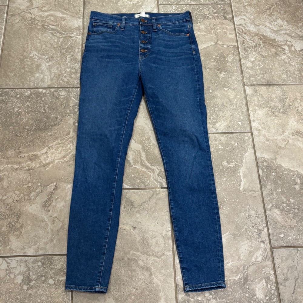 Madewell 11 High-Rise Skinny Jeans Button Fly Blue‎ AA960 Womens 29T Tall